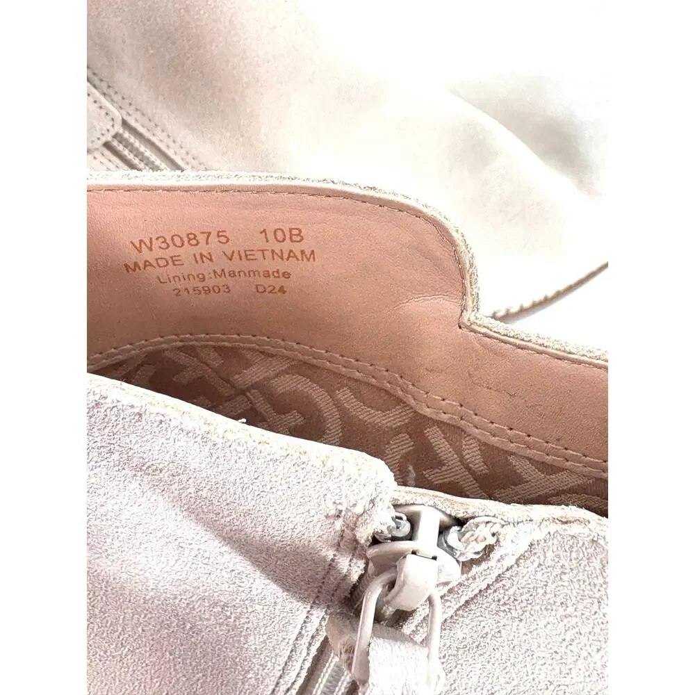 Cole Haan Ramona Waterproof Ankle Bootie 10 Beige NWOT Suede Boots Academia Prep